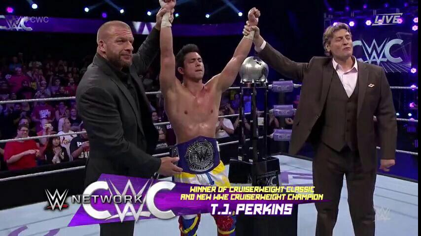 WWECWC's tweet photo. Congras @MaskaraManik on the winner of #WWE #CruiserweightClassic tournament and the new wwe cruiserweight champion https://t.co/1SD98r9PuM