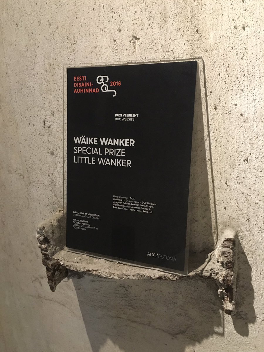 duxstudio's tweet photo. DUX won a most prestigious design award "Small Wanker" for our own website https://t.co/0FrXLf21ZU. https://t.co/Fa5AsL4WXR