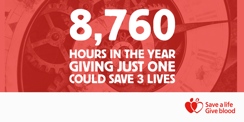 There are 8,760 hours in the year, by giving just one of those you could save or improve up to three lives.