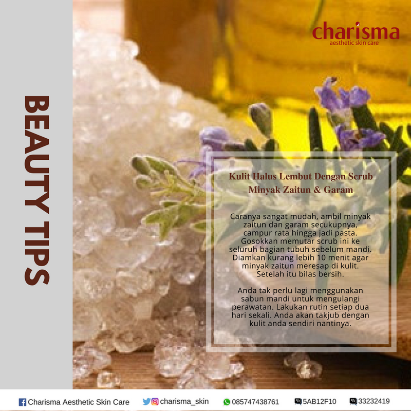 charisma_skin's tweet photo. Ladies, Kulit Halus Lembut Dengan Scrub Minyak Zaitun & Garam.
#BeautyTips #KulitSegar #charisma_skin #semarang https://t.co/rgBWEy3LGI