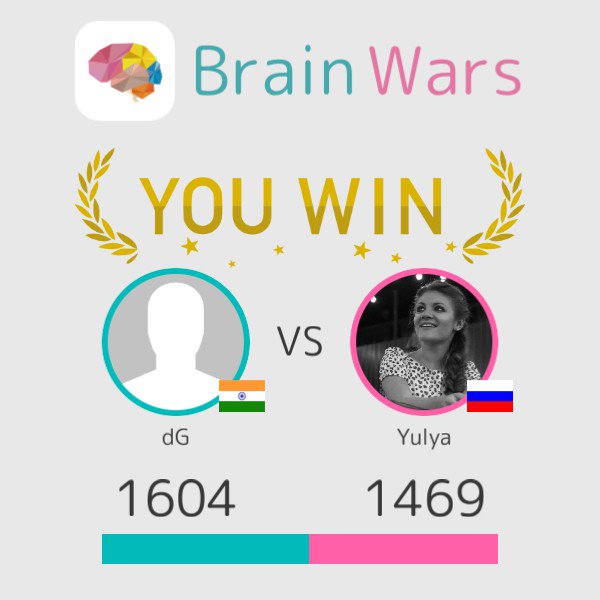mrsgnson's tweet photo. I challenged Yulya and won:) Challenge players from around the world! #BrainWars
https://t.co/10gQqHww7o https://t.co/GJkiPPXi6z