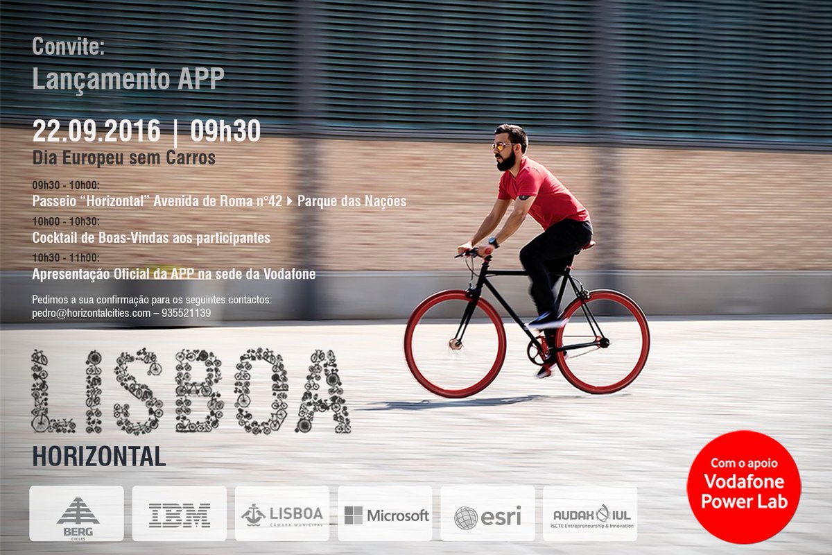 BCamposPereira's tweet photo. #Lisboa Horizontal lança #app no dia #SemCarros para percursos urbanos mais planos, curtos e seguros 🚲 https://t.co/DE0vyZOxHj