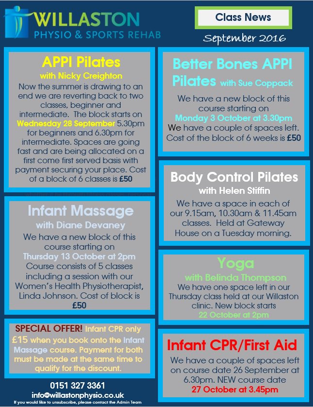 WillastonPhysio's tweet photo. #ClassNews #Yoga #InfantMassage #InfantCPR #InfantFirstAid #BodyControlPilates #APPIPilates #WillastonPhysio https://t.co/du8a9f00Aq
