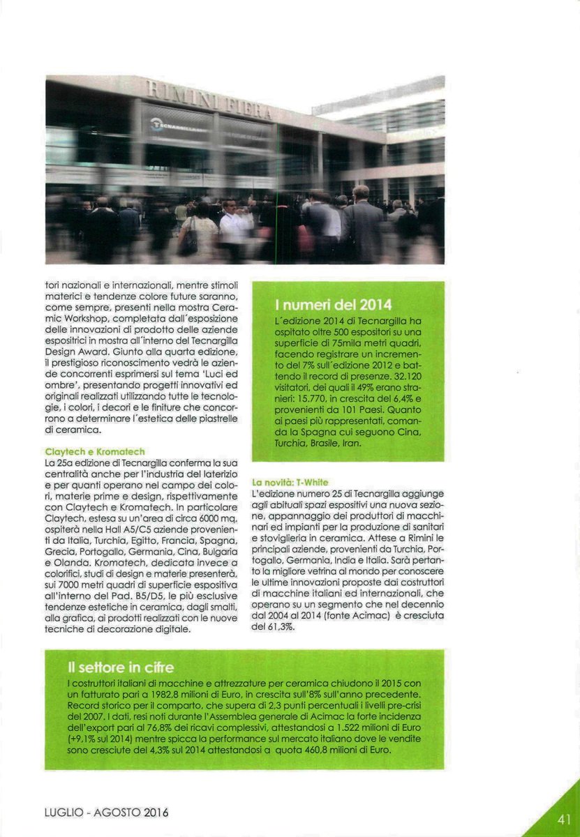 tecnargilla's tweet photo. Articolo di #Ceramicanda: "Settembre 2016: riecco #Tecnargilla"

https://t.co/9QBMHvSeyh https://t.co/pJUYpduOsl