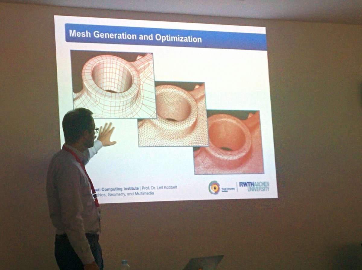 fj_melero's tweet photo. @RWTH professor Dr. Leif Kobbelt speaks about quad meshes generation and optimization. #CEIG2016 @CEDI_Salamanca https://t.co/1oAGI4nWDr