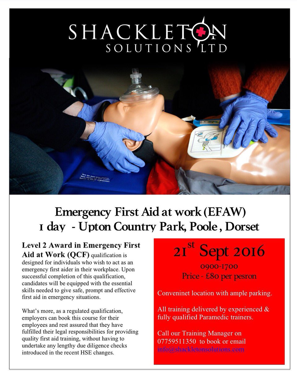 shackleton_sol's tweet image. Places on @Qualsafe accredited emergency #firstaid  next week. #poole #bournemouth #dorset #dorchester #purbecks