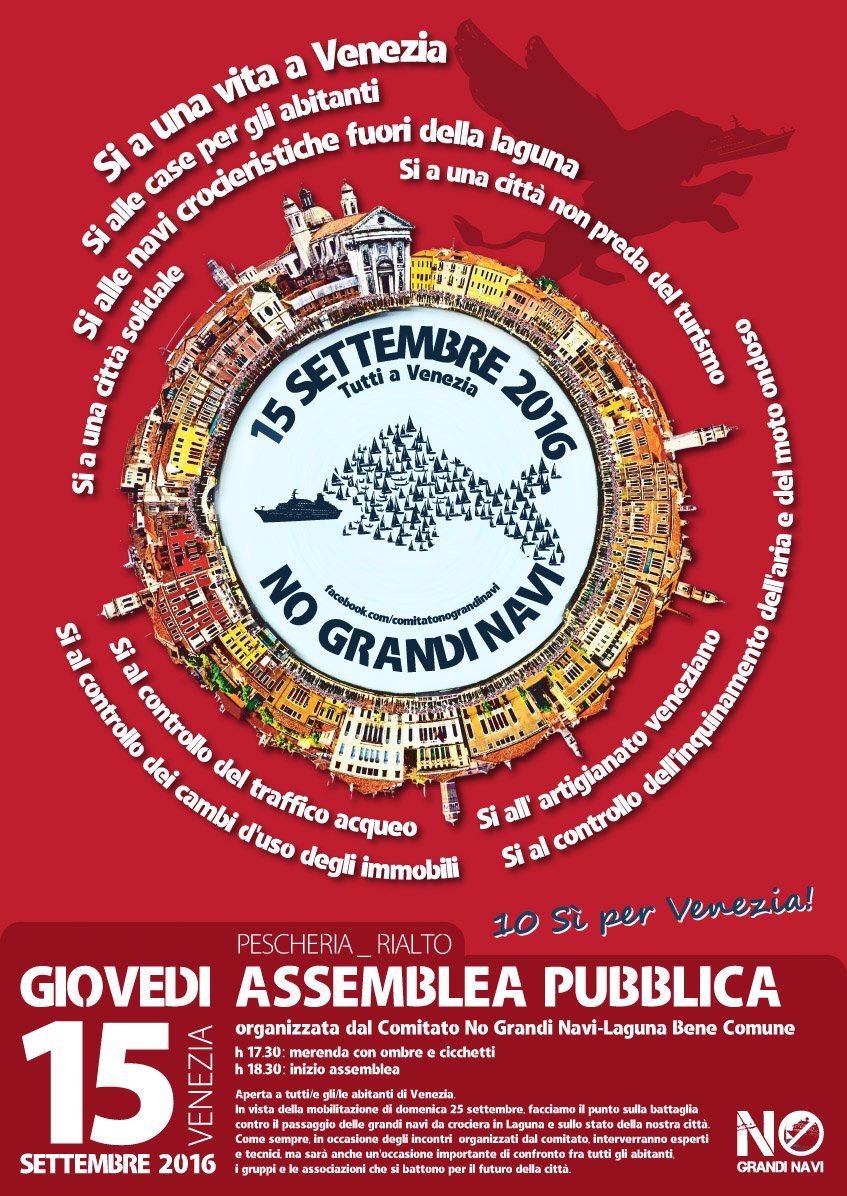 NoGrandiNaviVe's tweet photo. #Venezia -10 al #25S!
Oggi h18:30 a #Rialto ASSEMBLEA CITTADINA con @MarcoBorghi_Ve, @venessiacom e molti altri! https://t.co/zVN7skn7SB