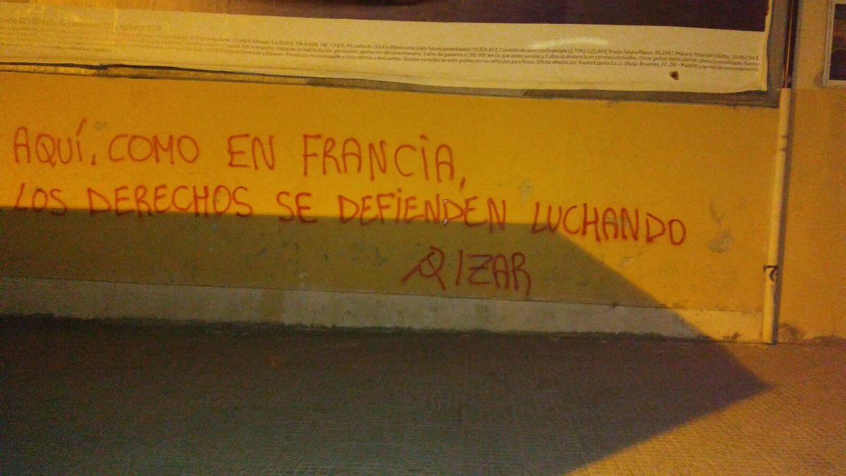 CAnticapiBu's tweet photo. Solidaridad con la clase obrera francesa, continuamos la lucha #15sEmpujamos https://t.co/deRuF17ODc