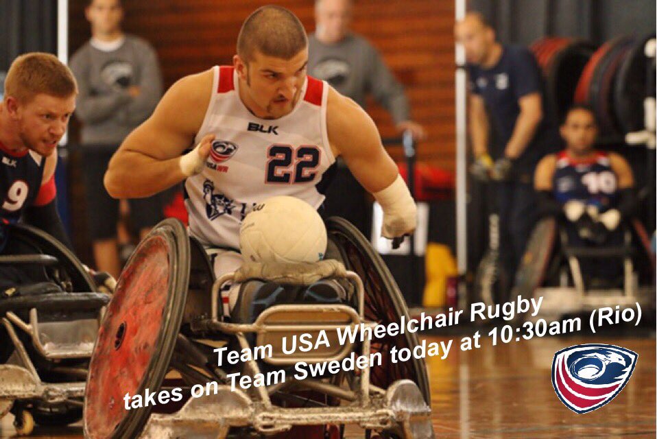 JamesGumbert's tweet photo. Game 2. USA v Sweden @USParalympics @usawchrugby @LakeshoreFound @USARugby #winthegames #Rio2016 #WheelchairRugby https://t.co/PZ8Wo6Houg