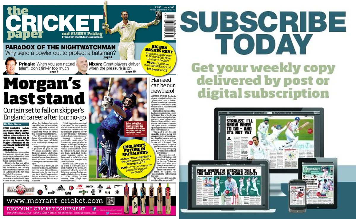 TheCricketPaper's tweet photo. The Cricket Paper - on sale tomorrow! Subscribe digitally >> https://t.co/isi6GlB99d #cricket https://t.co/sHfs0LXkIL