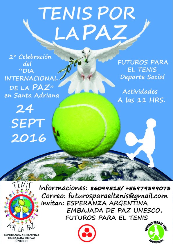 kemema2015's tweet photo. Todos invitados a celebrar otro años más de "Tenis por laPaz" este 24 de Septiembre a las 11:00 horas. https://t.co/nd8Xv3uUcB