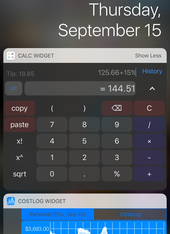 AppCALC's tweet photo. Final touching #iOS10 widget! Like round over original flat? BTW longer press old widget for keys on iOS10 @QAppsllc https://t.co/OpBIxJvUSD