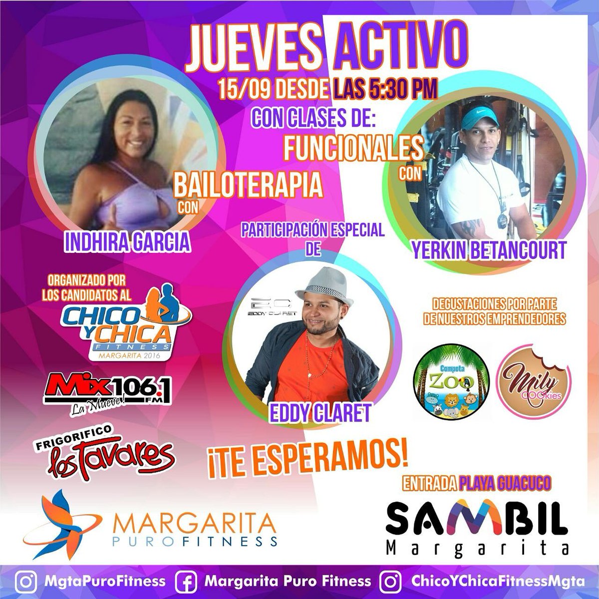 CompotaZoo's tweet photo. Acércate esta tarde a partir de las 5:30pm #SambilMargarita por la entrada de  Playa Guacuco! #CompotaZOO #fitness https://t.co/3ypxeqDEbS