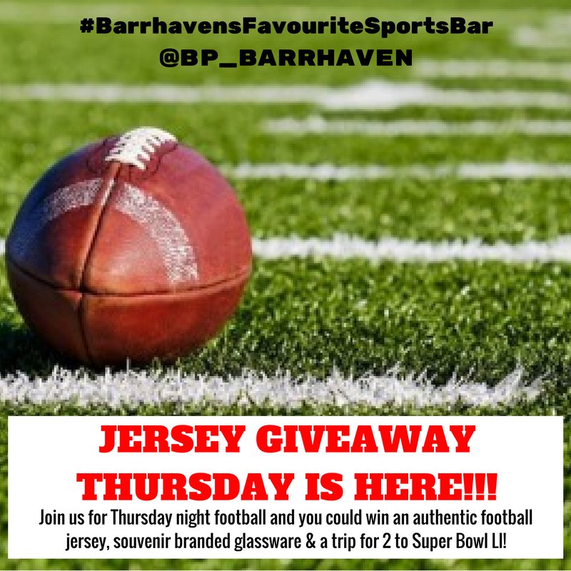 #ThursdayNightFootball tonight!
Game starts at 8:25pm
#BarrhavensFavouriteSportsBar