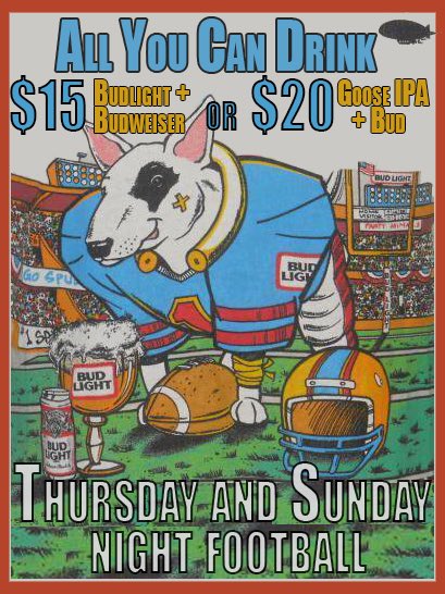societydenver's tweet photo. Thursday Night Football at Society!!
#allyoucandrink #budlight #gooseipa https://t.co/mEo1wiqEuI