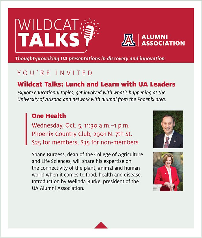 arizonaalumni's tweet photo. Don't miss the first #WildcatTalks with @UACALS dean Shane Burgess on Oct. 5. https://t.co/StYb6llnGe https://t.co/wPG73f5a77