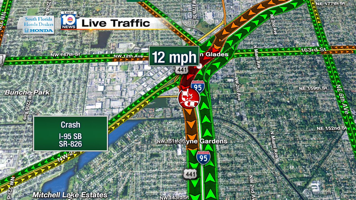 Crash on I-95 SB at SR-826 #traffic https://t.co/jBetS9m1Ec