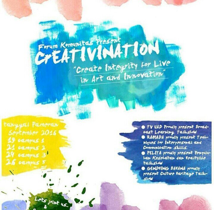 ayo temen-temen jangan lupa datang ke acara Forum Komunitas UAD, 19-26 september 2016 di tiap kampus masing-masing