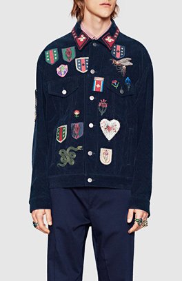 gucci corduroy jacket with buttons embroidery