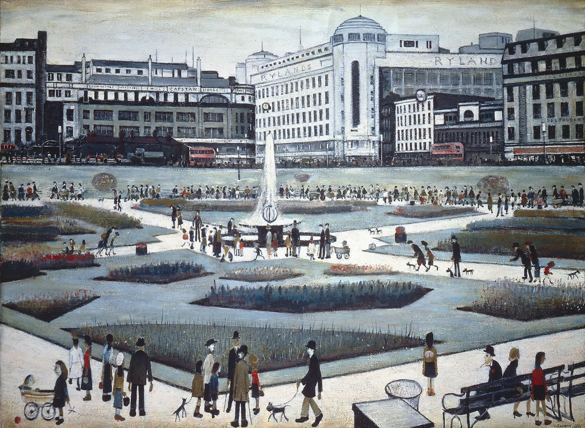 #ThrowBackThursday - 1956 Piccadilly Gardens artist L S Lowry <a href="/The_Lowry/">Lowry</a>