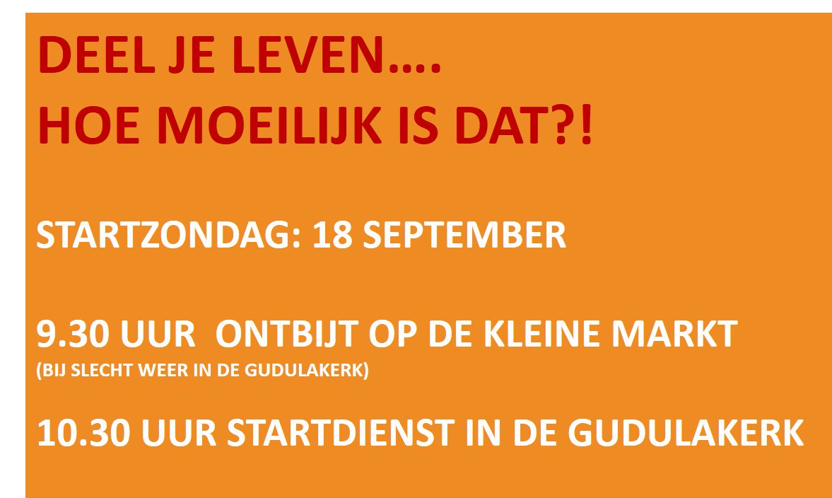 Niet vergeten, morgen Startdienst!