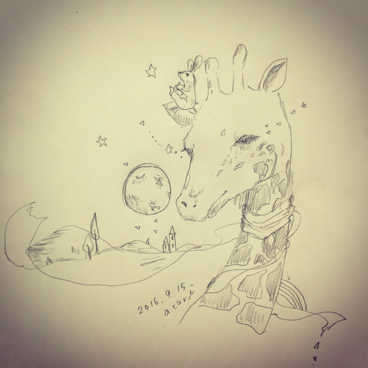 足立明里 Ar Twitter 今日は十五夜 お月様の光は優しくて そしてちょっと寂しくなるなぁ Same Moonという言葉は やっぱり私の心を 優しくしてくれます Art 絵 Drawing Artworks ラクガキ 十五夜