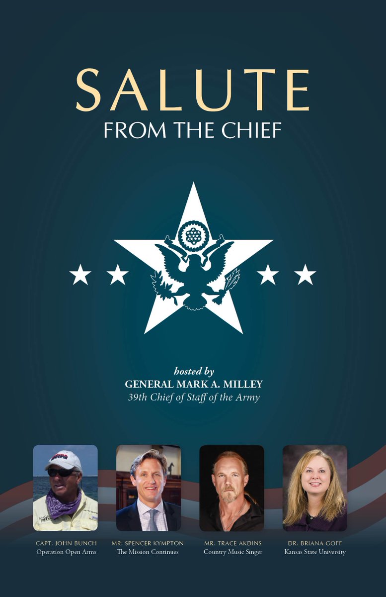 Join me at 6pm tonight for a LIVE #SaluteFromTheChief to 4 Americans with unwavering support to those who serve.