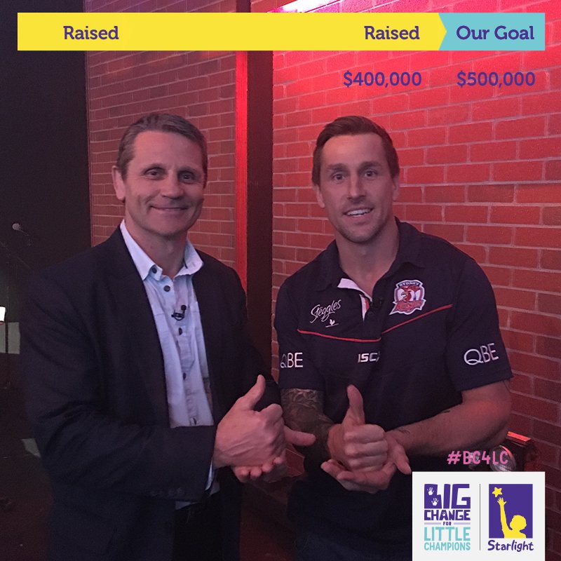 NRLonNine's tweet photo. So close to our goal! 🌟🙈 #9NRLFootyShow #BC4LC https://t.co/n3kDAiEL9W
