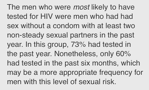 Matthew_Hodson's tweet photo. #HIV testing higher among #gay/bi men with high numbers of sex partners. #TestEarlyTestOften https://t.co/r5OvoI5PPU https://t.co/yu5LEt29zl