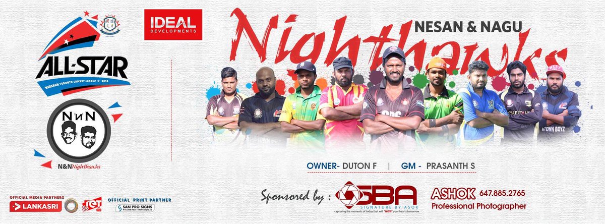 MTCLCricket's tweet photo. #MTCL #ALLSTAR 2016!
Team: N&N Nighthwaks
Sponsor: SBAPhotography
Owner:Duton
Captain:Ranjith
#IdealDevelopments https://t.co/ukJYu4fqnd