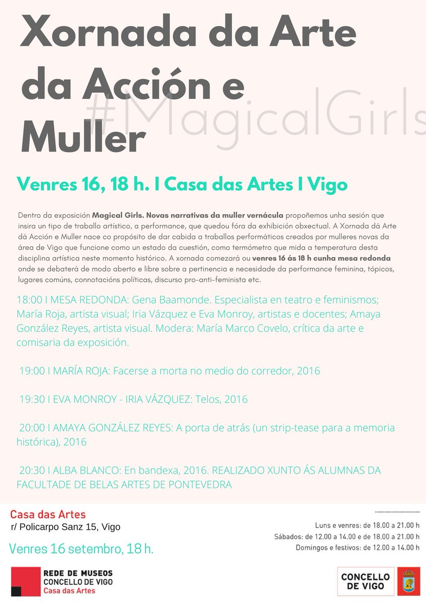 Xornada da Arte da Acción e muller. Venres 16 a partir das 18.00.