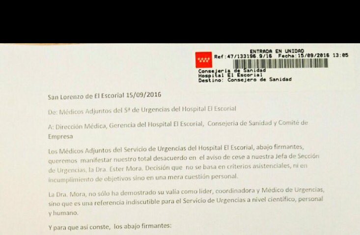 UrgHospitalaria's tweet photo. @jsanchezmartos @redaccionmedica @elpais_espana @elmundoes @abc_es @SEMES_ @amytsmedicos @fssccoo @Sindicato_SATSE https://t.co/2vKjcQtMUt
