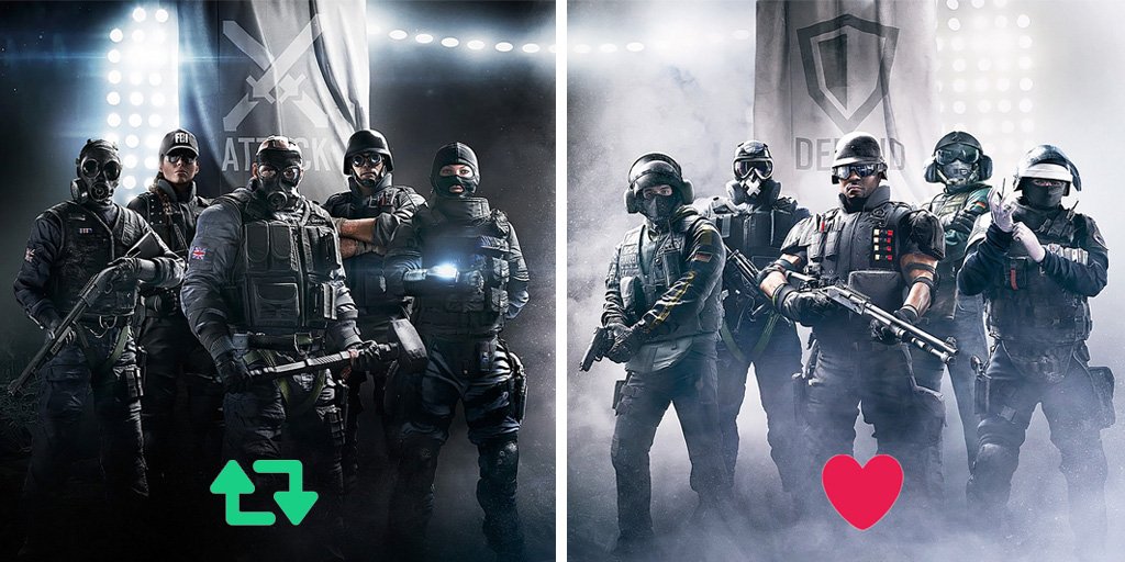 ESLRainbowSix's tweet photo. Whats your favorite side? Join our #Go4R6 and win 100€!

https://t.co/j44Vm52m5Q https://t.co/8MTZzfTQQ9