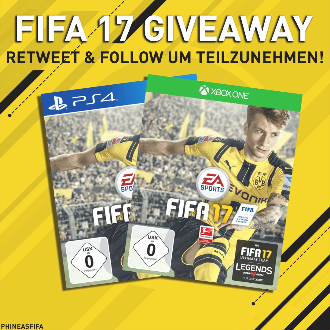 PhineasFIFA's tweet photo. RT &amp; FOLLOW [ @PhineasFIFA ] für die Chance auf #FIFA17! 

Instagram gewinnspiel: https://t.co/y2OJP1WdQD
Viel Glück https://t.co/lfOaBVPWK5