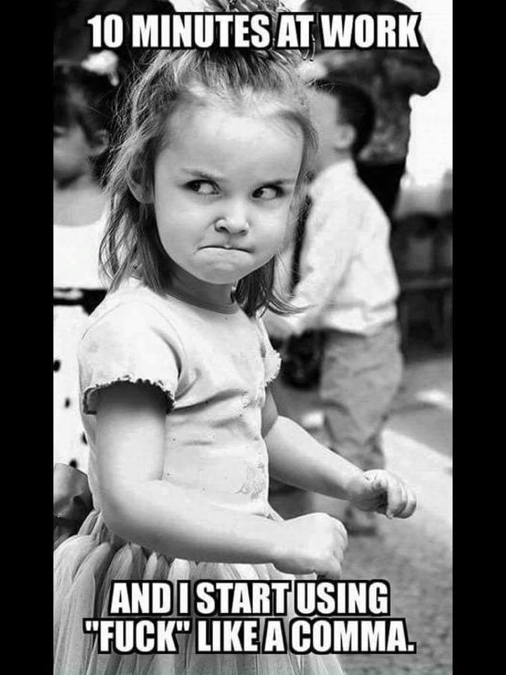 fffitch's tweet image. Pretty much how my work days starting out