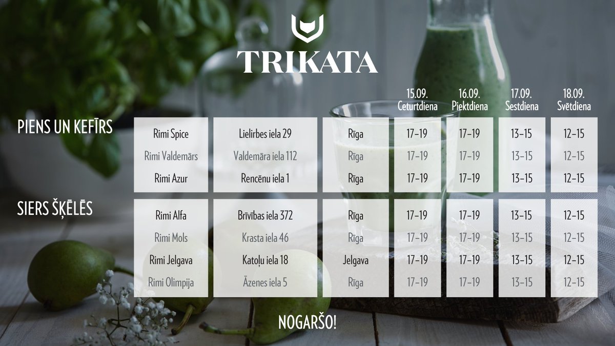 No šodienas līdz pat svētdienai nāc uz @MansRimi un nobaudi jaunāko un gardāko no TRIKATA!
