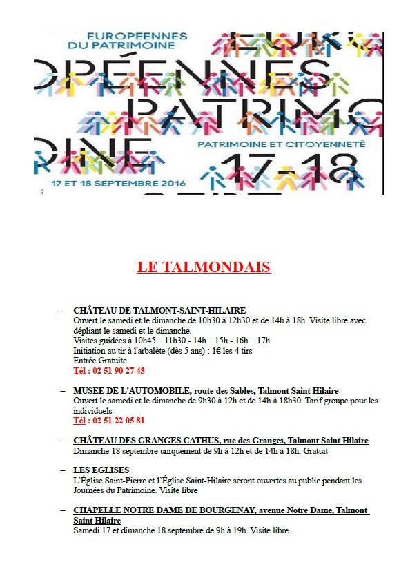 OT_TalmontSH's tweet photo. Voici le programme des Journées du Patrimoine sur @talmont85 et le canton du Talmondais https://t.co/xWWBPIvg8A