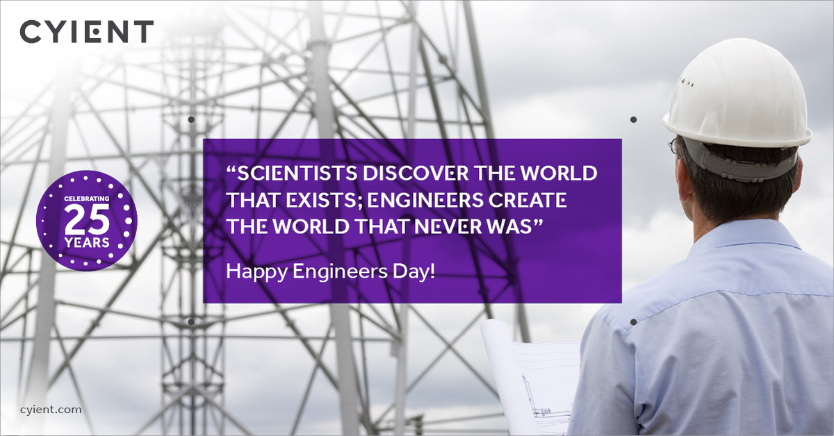 Cyient's tweet photo. Happy Engineers Day to all our Cyientists! Together we shall create #ABetterTomorrow. #EngineersDay #Cyientists https://t.co/2PzIVDmcLe
