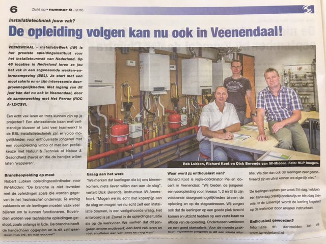 Leuk artikel in de krant over de samenwerking tussen InstallatieWerk en Het Perron in Veenendaal!