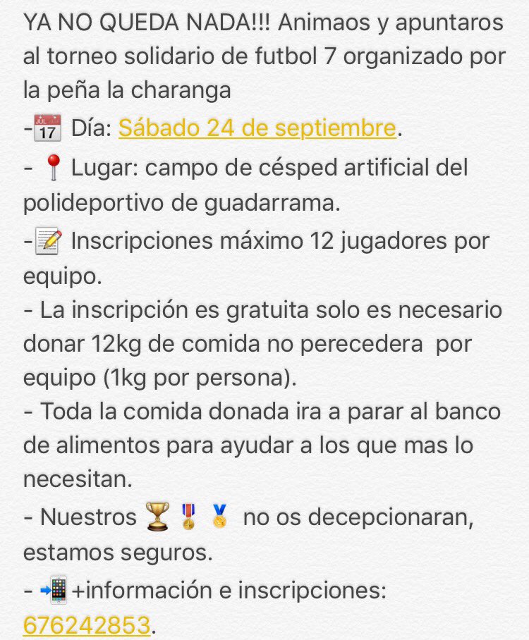 alvaro_A_M_A's tweet photo. Ya no queda nada para el III torneo solidario de futbol 7 organizado por la peña la charanga, aquí os dejo la info⚽️ https://t.co/oMwWOQbQhF