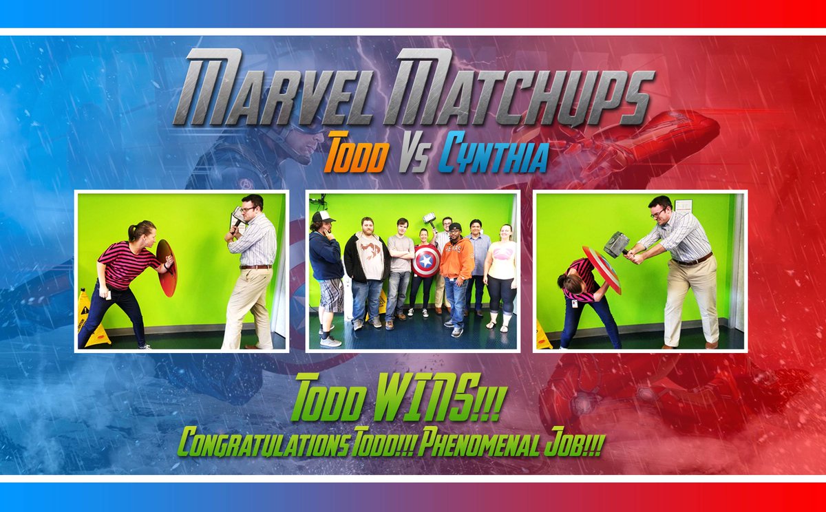 WinAs1Warriors's tweet photo. Todd Claims Victory In Our Latest #MarvelMatchup!!! #Calibration #Improvement #FriendlyCompetition #ATTemployee https://t.co/7ckki6J6La