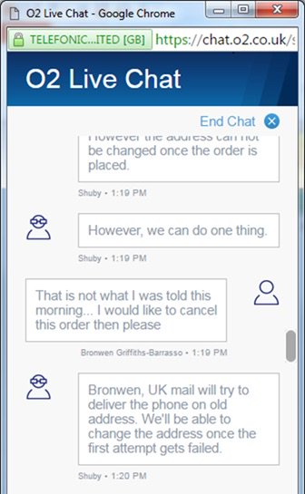 BronwenGrif_Bar's tweet image. Shocking advice from @o2 telling me to keep iPhone going to old address even though I don't live there #o2fail #o2