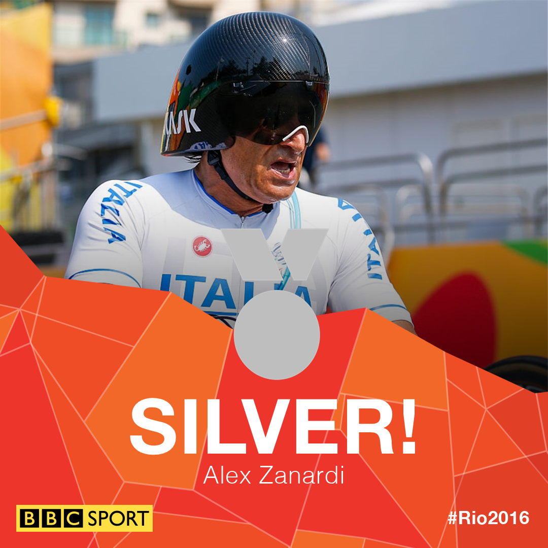BBCSport's tweet photo. 15 years to the day since he lost his legs in a crash - it's #silver for former F1 driver Alex Zanardi

Amazing! 👏 https://t.co/kHoAHgQs22
