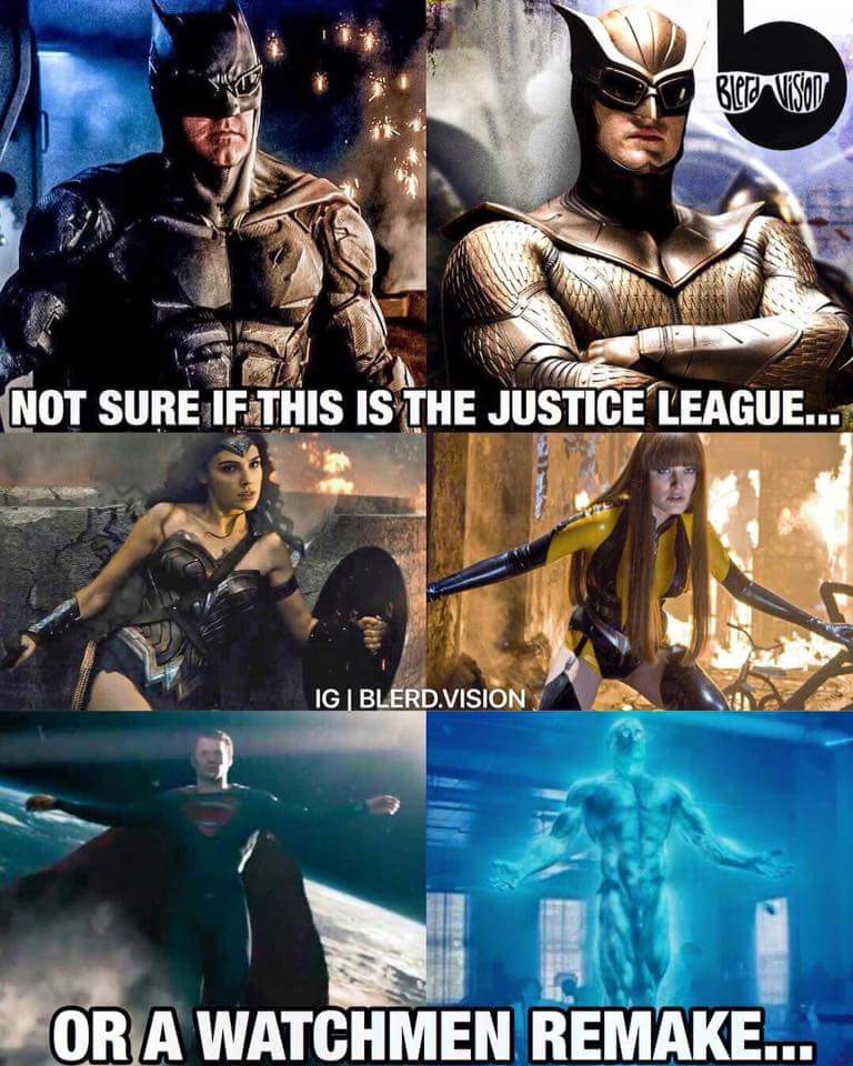 DaggerVegaExp's tweet photo. Comparisons just keep in coming.
#justiceleague 
#watchmen
#batman https://t.co/qN6qJZ6ePc