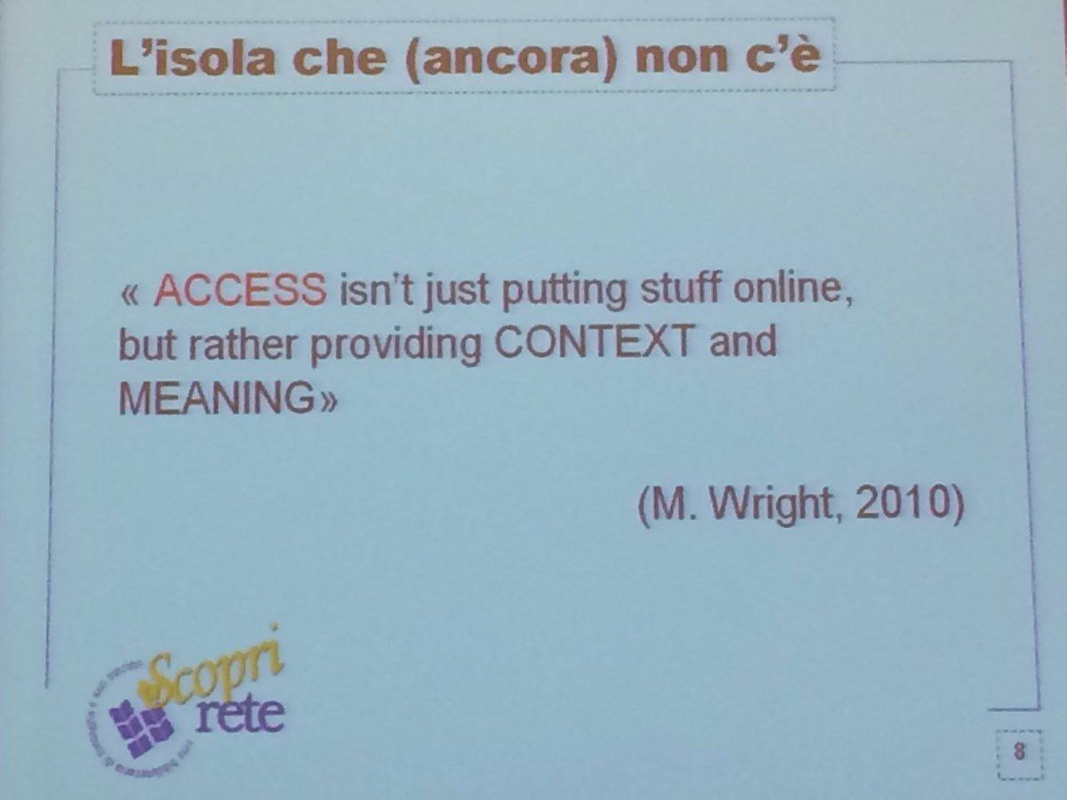 AgneseGa's tweet photo. #funny! Convergence between #30annidiSBNRavenna and @DILLearning today. Pirraglia about #glam #converging https://t.co/N4ASmHDvQV