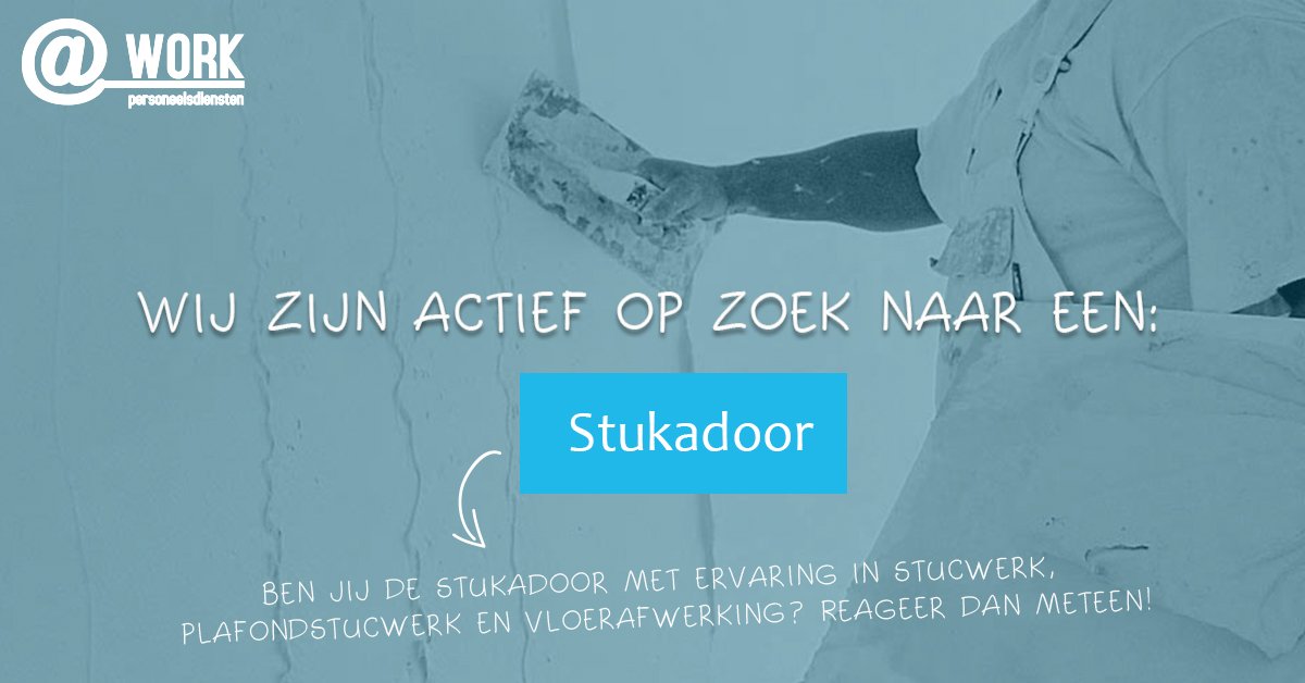 workbv's tweet photo. Wij zijn op zoek naar #stukadoors. Ben jij beschikbaar? Bel ons dan op 0512-587999 of mail naar nynke@workbv.nl https://t.co/pQIRj7nVkD