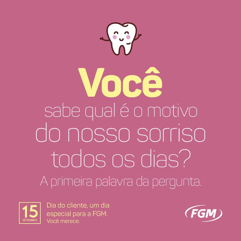 fgmodonto's tweet photo. Feliz dia do cliente! #diadocliente #felizdiadocliente #fgm #odontologia #odonto #dentscare https://t.co/VJe6HjdVbm