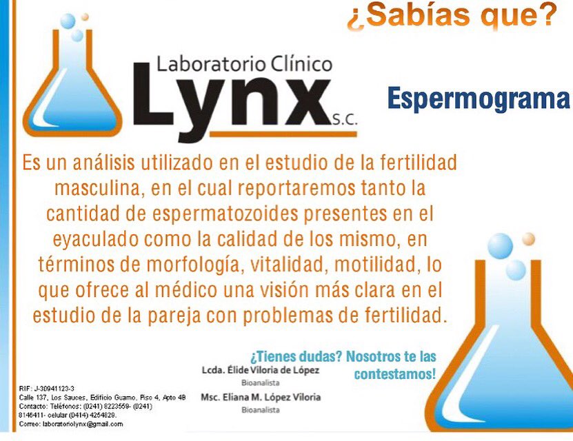 LABORATORIOLYNX's tweet photo. Necesitas un espermograma! Contáctanos y pregunta por nuestros precios! #labvalencia #lablynx #mejoresprofesionales https://t.co/134bbDFdKu