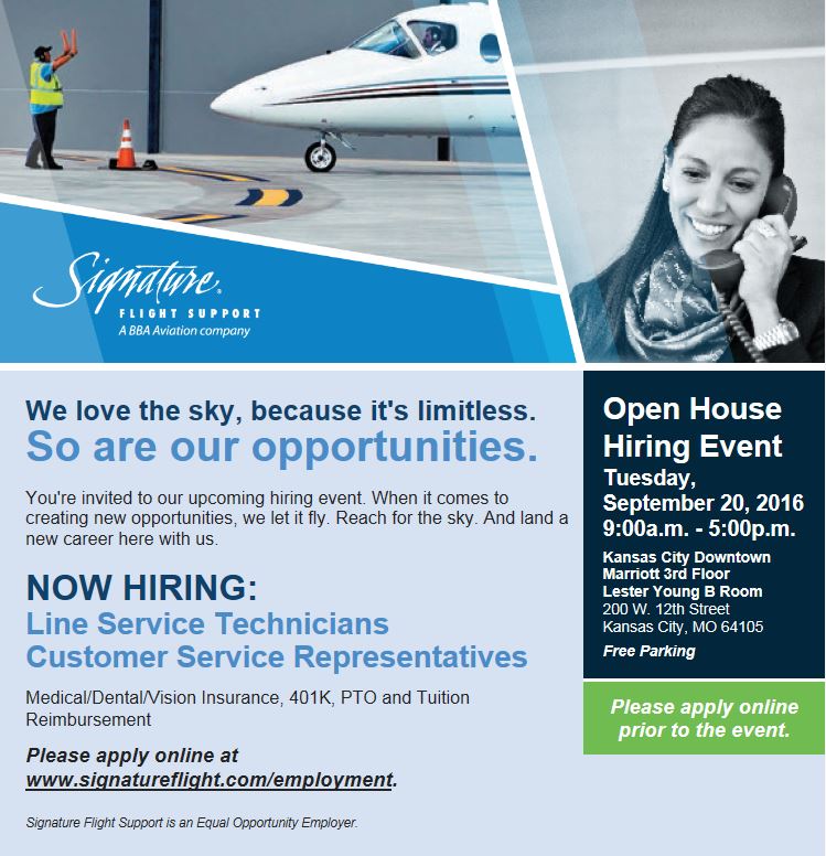 SFSCareers's tweet photo. #AirportJobs #HiringEvent #MKC #MCI September 20, 2016 #Tuesday from 9:00AM - 5:00 PM #OpenHouse #DowntownMarriott https://t.co/iUui8GMOoS