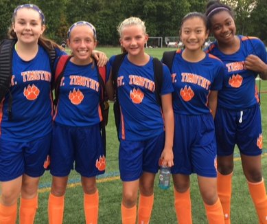 Some of the St. Timothy girls soccer team ready
to play!  #GoTigers  #teamwork